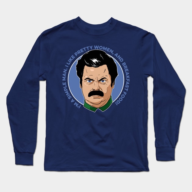 Ron Swanson Long Sleeve T-Shirt by DeMilburn